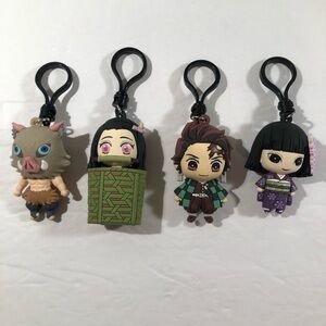 Anime Demon Slayer Lot Of 4 Bag Clips Figures